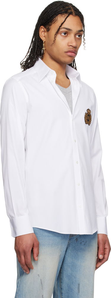 Риза Dolce & Gabbana Dolce&Gabbana Heraldic Patch Cotton Shirt Бяло | G5ML1ZGI757, 1
