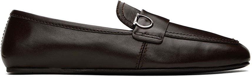 Кецове и обувки FERRAGAMO Leather Loafers with Buckle Detail Кафяво | 772357, 0