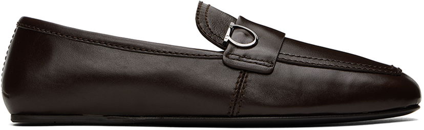 Кецове и обувки FERRAGAMO Leather Loafers with Buckle Detail Кафяво | 772357