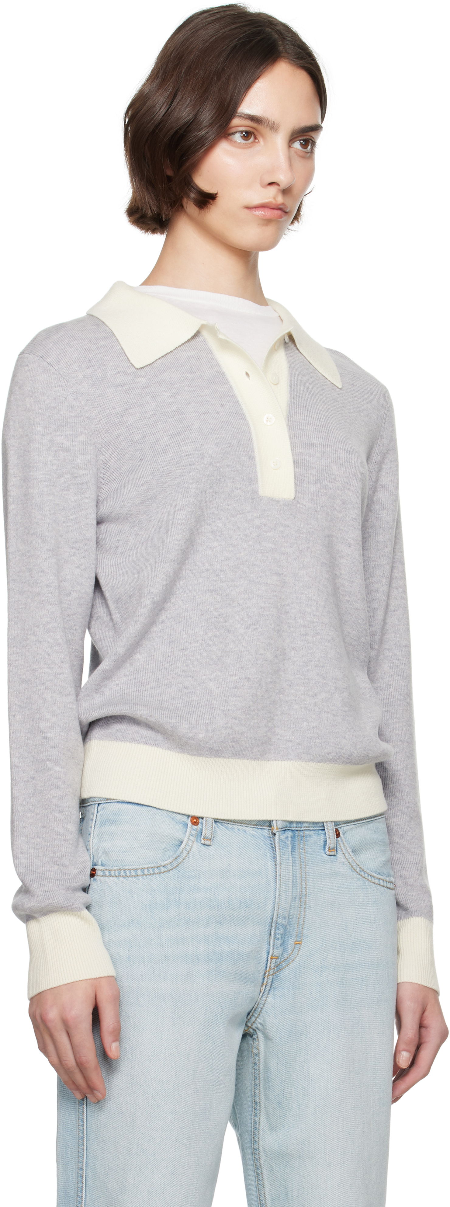Пуловер RE/DONE Re/Done Color Block Polo Сиво | 793-10WCLBPOL, 1