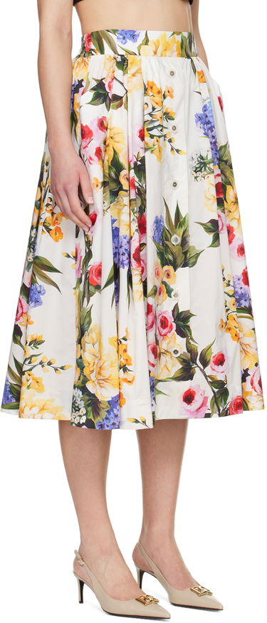 Пола Dolce & Gabbana Floral Print Midi Skirt Бяло | F4CFET HS5Q1, 1