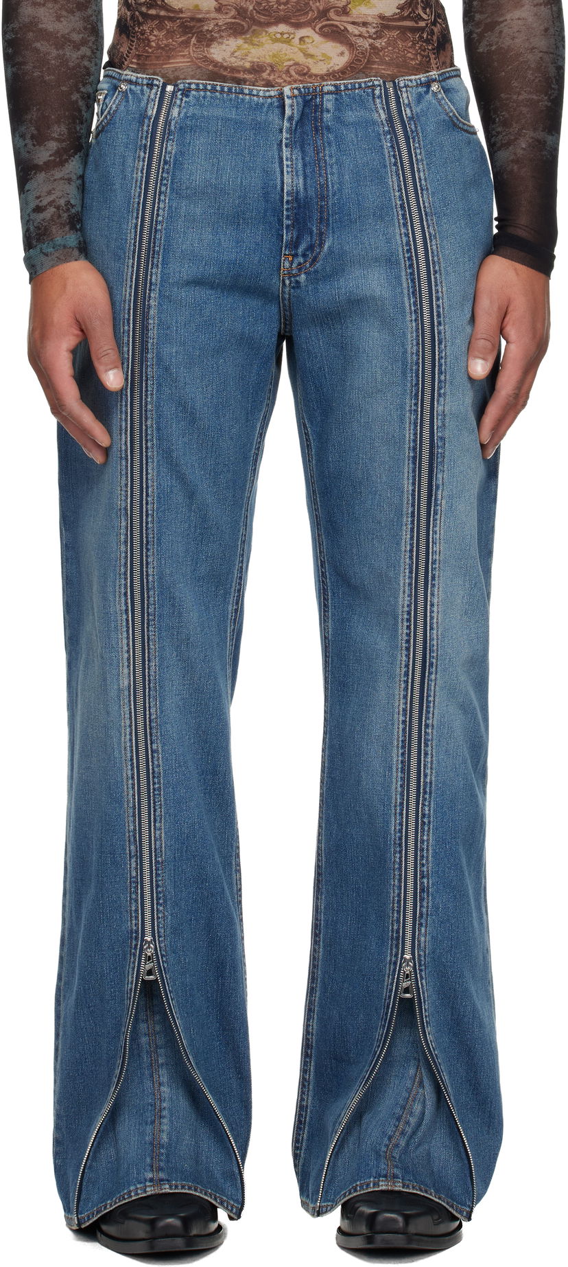Дънки Jean Paul Gaultier Jean Paul Gaultier Zipped Seam Flare Jeans Синьо | 25/04-W-TR031-D025-57