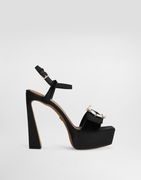 Dolce & Gabbana Velvet Platform Sandals With Jeweled Buckle