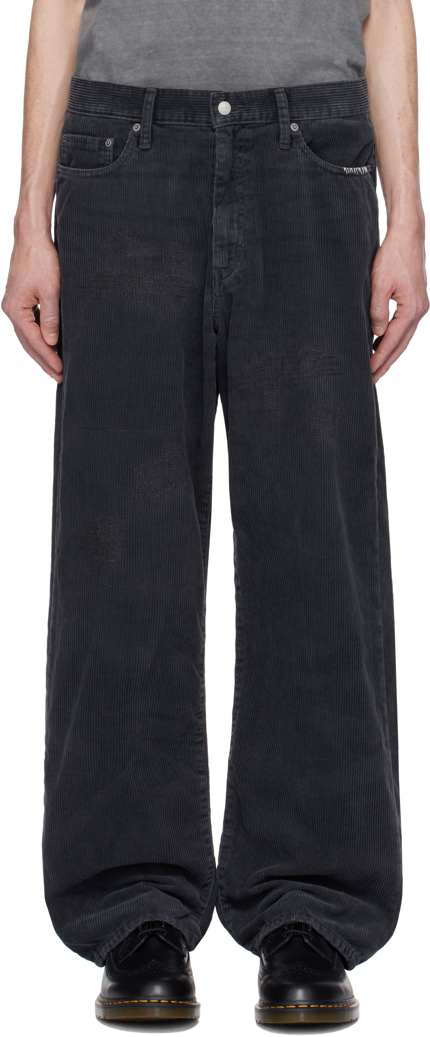 Дънки Neighborhood Savage Corduroy Wide Trousers Черно | 242XBNH-PTM10, 0