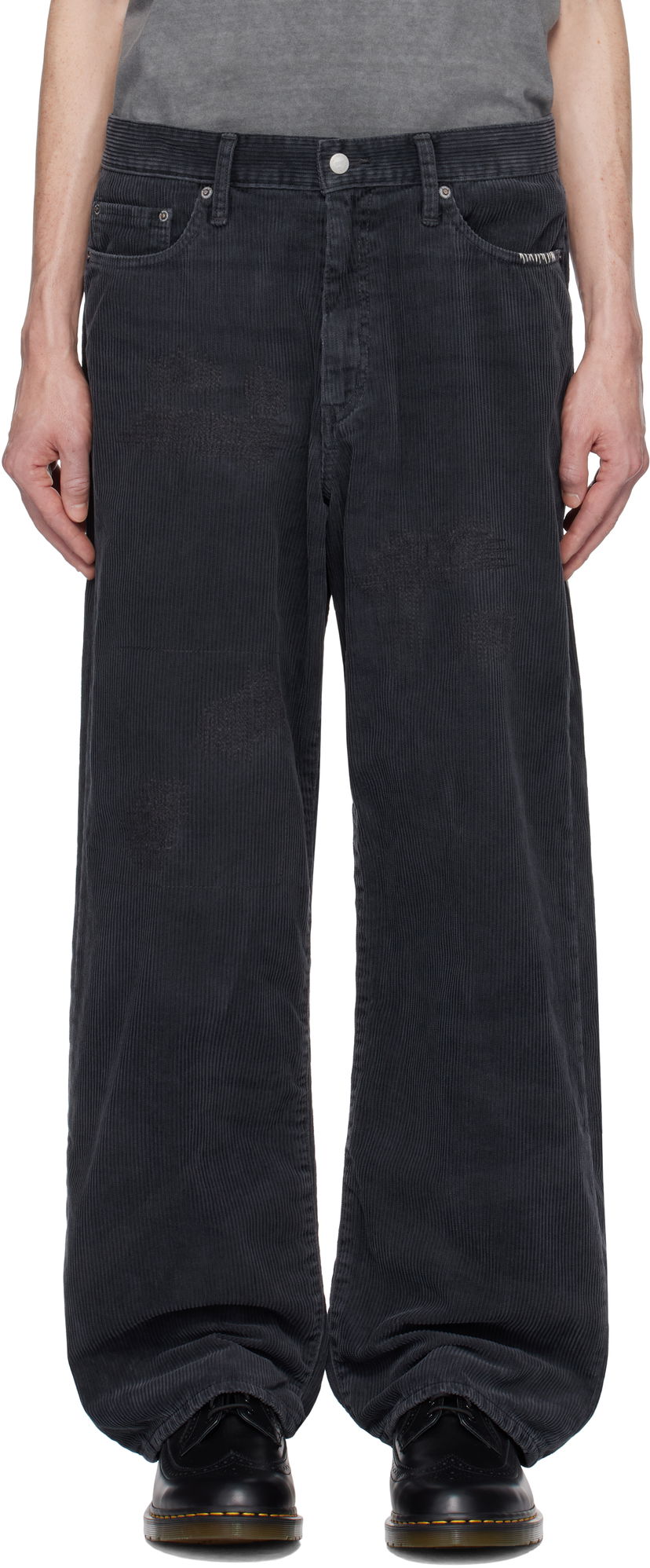 Дънки Neighborhood Savage Corduroy Wide Trousers Черно | 242XBNH-PTM10