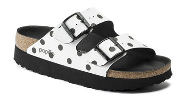 Кецове и обувки Birkenstock Papillio Arizona Platform BF White Black Dots Narrow Бяло | 1015878, 2
