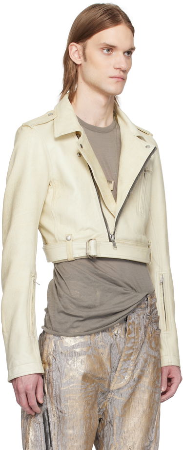 Яке Rick Owens Rick Owens Hollywood Cropped Stooges Leather Jacket Бяло | RR01E5707 LBH, 1