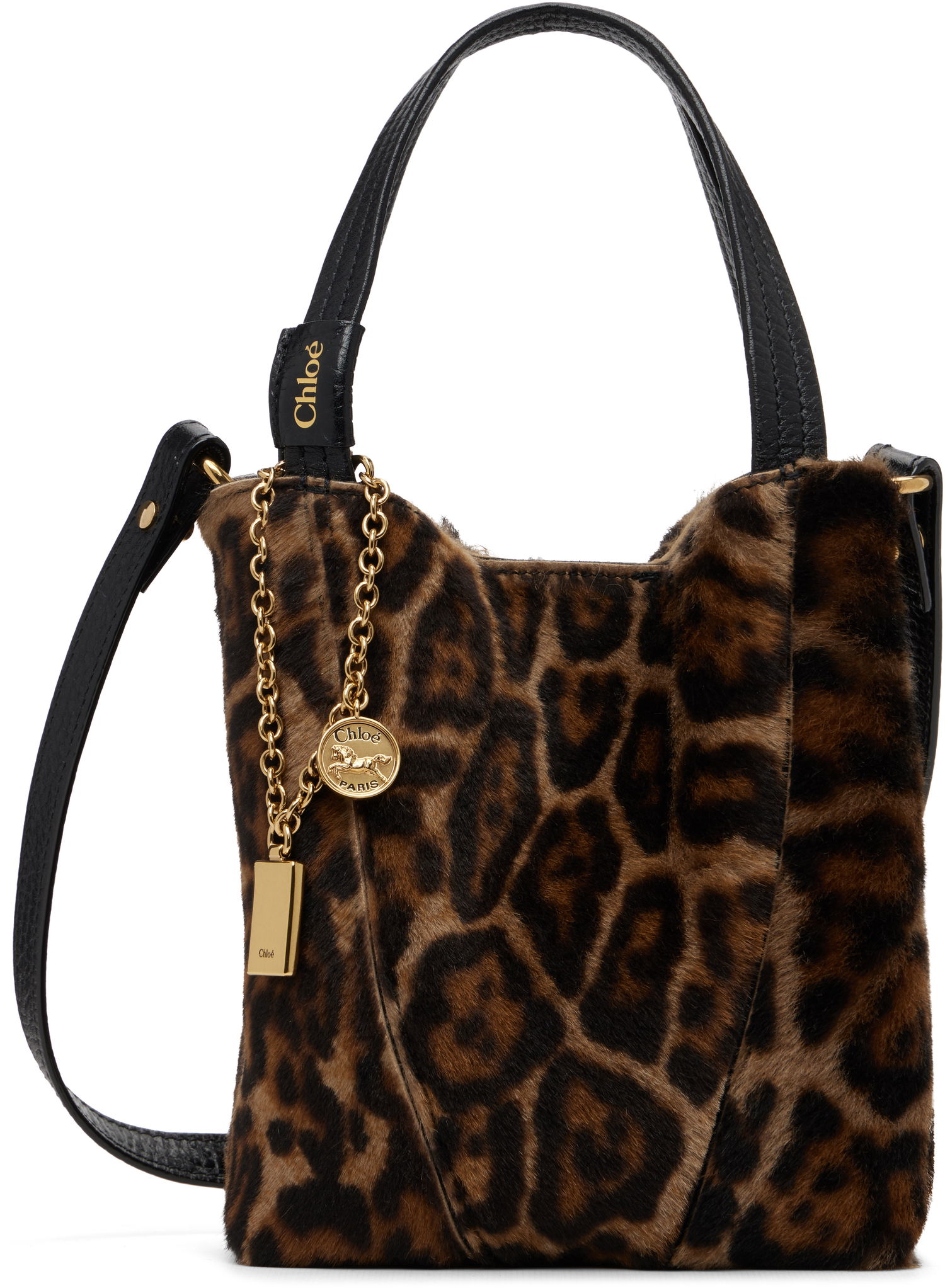 Голяма пазарска чанта CHLOÉ Small Leopard Print Calf-Hair 'Chloé' Spin Tote Многоцветен | CH25WS812Q20, 0