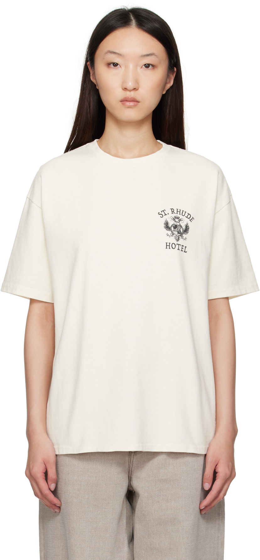 Тениска Rhude Rhude 'St. Rhude' Seal Graphic T-Shirt Бяло | RHPF25TT01012