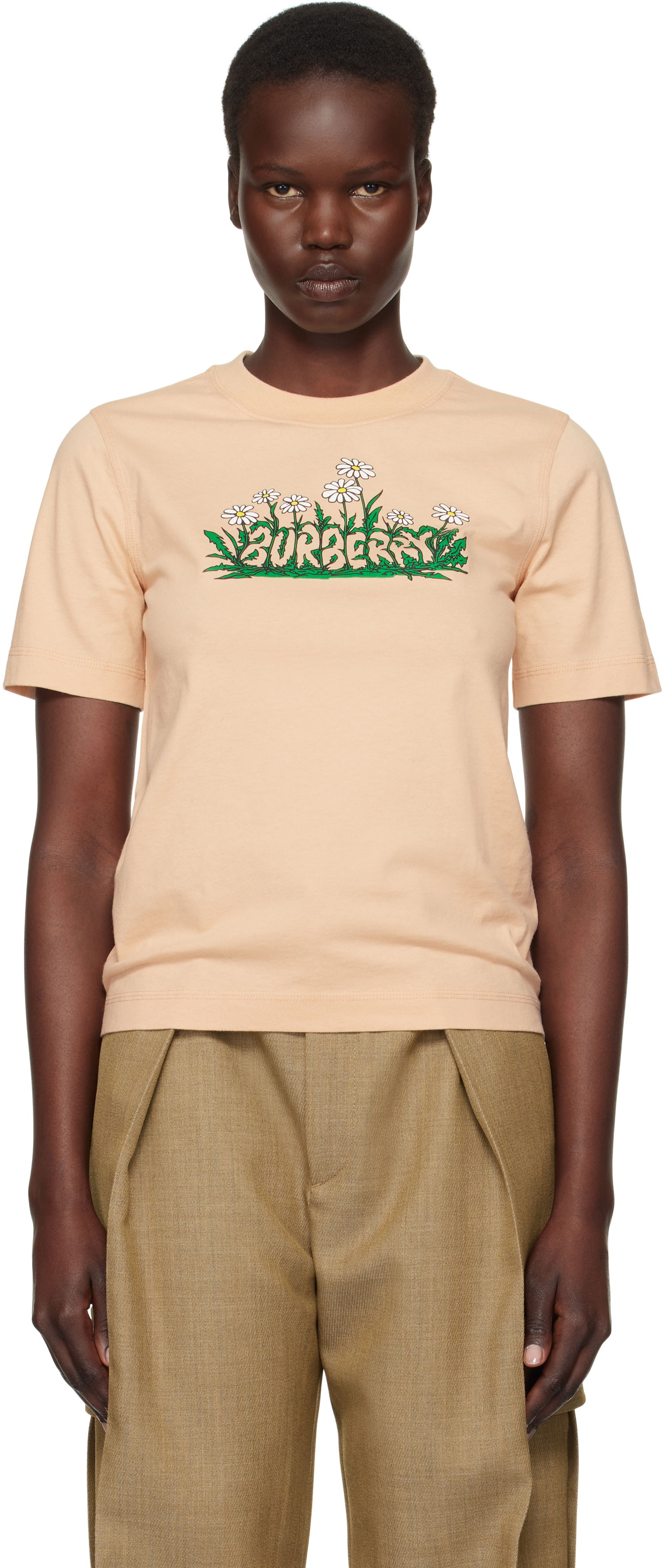Тениска Burberry Daisy Logo Cotton T-Shirt Розово | 8102402, 0