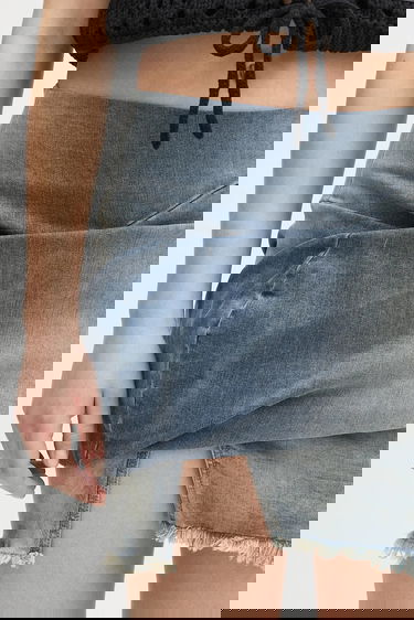 Пола Rick Owens Rick Owens DRKSHDW Draped Mini Denim Skirt Синьо | DS01E3343.SDWB, 3