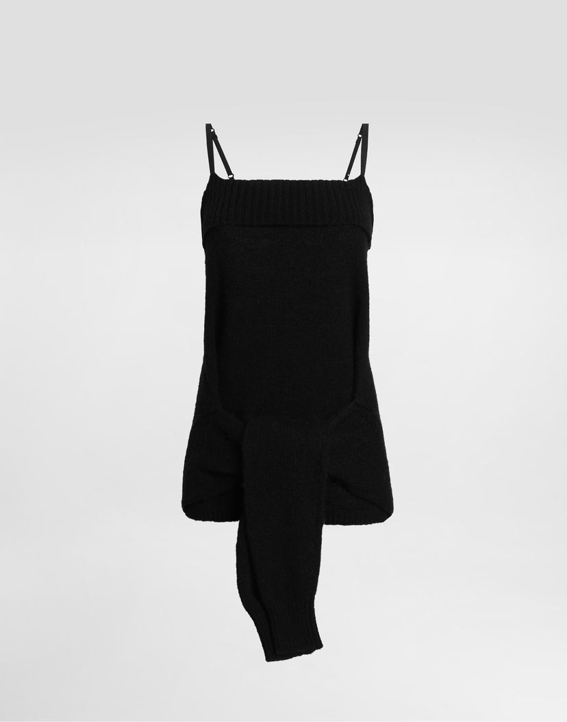 Потник Dolce & Gabbana Dolce & Gabbana Wool Blend Tie-Front Tank Top Черно | FXT72TJGME2N0000