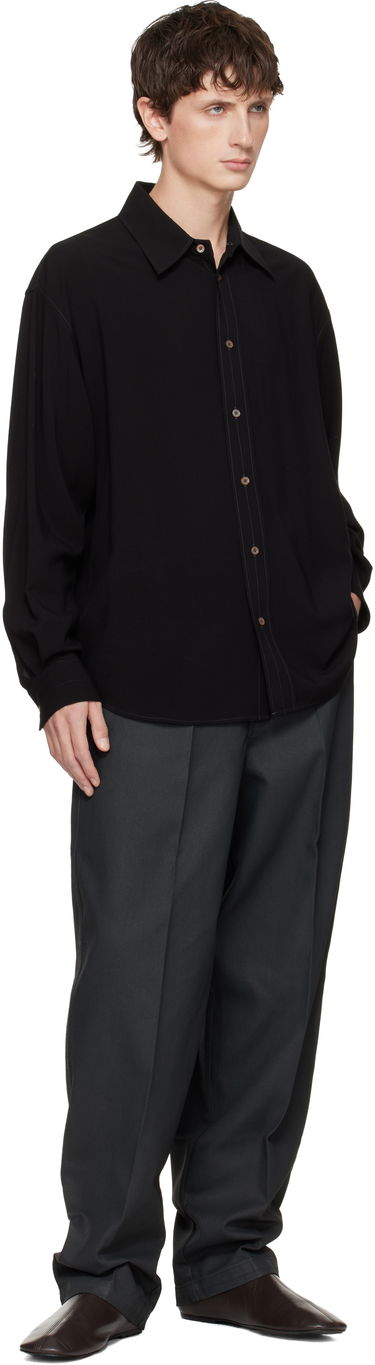 Риза LEMAIRE Long-Sleeve Relaxed Shirt with Contrast Stitching Черно | SH1206 LF1286, 3