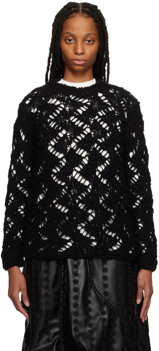 Пуловер Comme des Garçons Comme des Garçons Open Knit Crewneck Sweater Черно | GJ-N006-051, 0