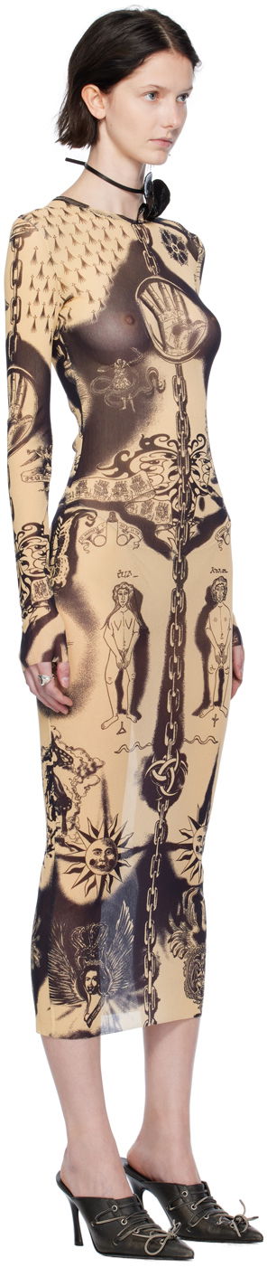 Pокля Jean Paul Gaultier Gaultier Heraldique Mesh Midi Dress Бежово | 23/15-F-RO075-T539-6359, 1