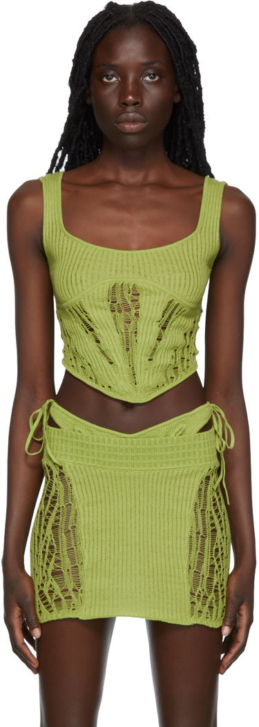 Комплект GUIZIO Guizio Knitted Tank Top and Mini Skirt Set Зелено | CLB 1, 0