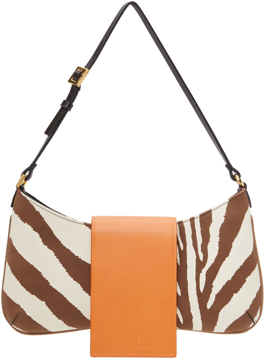 Чанта през рамо Jacquemus Le Raphia 'Le Bisou Imprime Zebre' Bag Кафяво | 23E231BA062-3066, 0