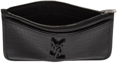 Портфейл Saint Laurent Saint Laurent Niki Croc Bill Pouch Черно | 606533 1QP0D, 2