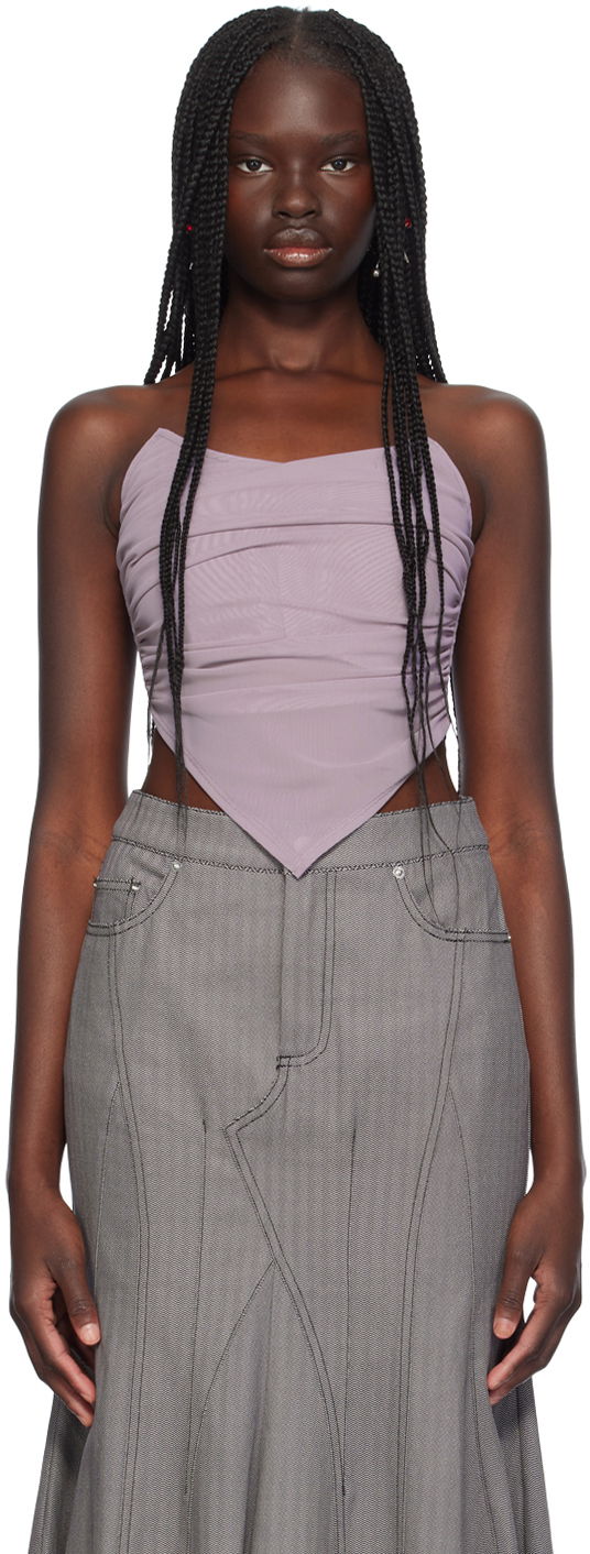 Пола Miaou Miaou Poppy Ruched Corset Top Сиво | 7084PM3SMO, 0
