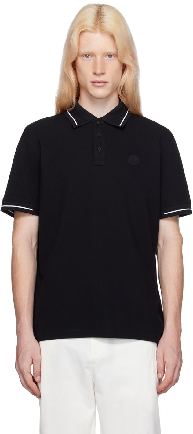 Поло тениска Moncler Patch Polo Черно | J10918A0000189A16, 0