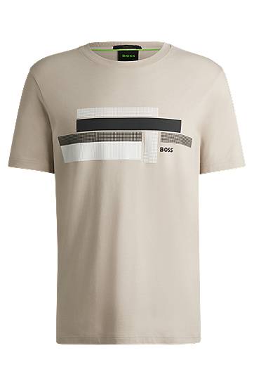 Тениска BOSS Relaxed Fit Stretch T-Shirt with Logo Artwork Бежово | 50538923, 0