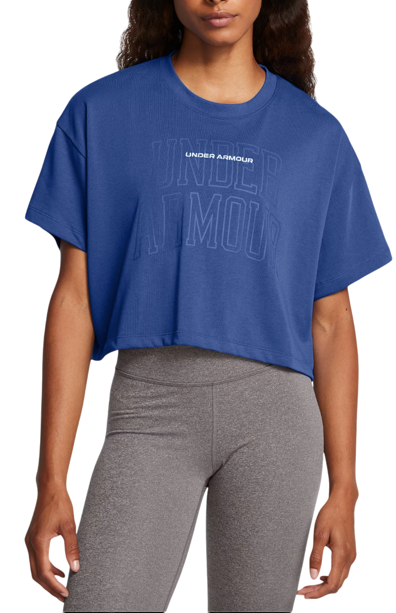 Съкратен топ Under Armour Crop T-Shirt Print Синьо | 1389156-432, 0