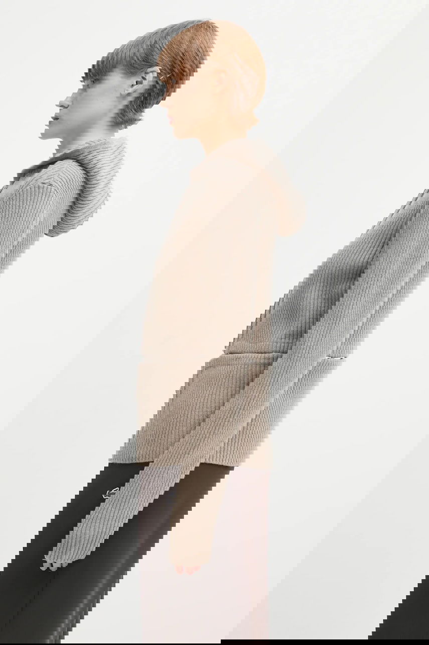 Пуловер HELIOT EMIL Heliot Emil Ribbed Hooded Wool Zip Cardigan Бежово | AW25.W.07.084.DST19, 1