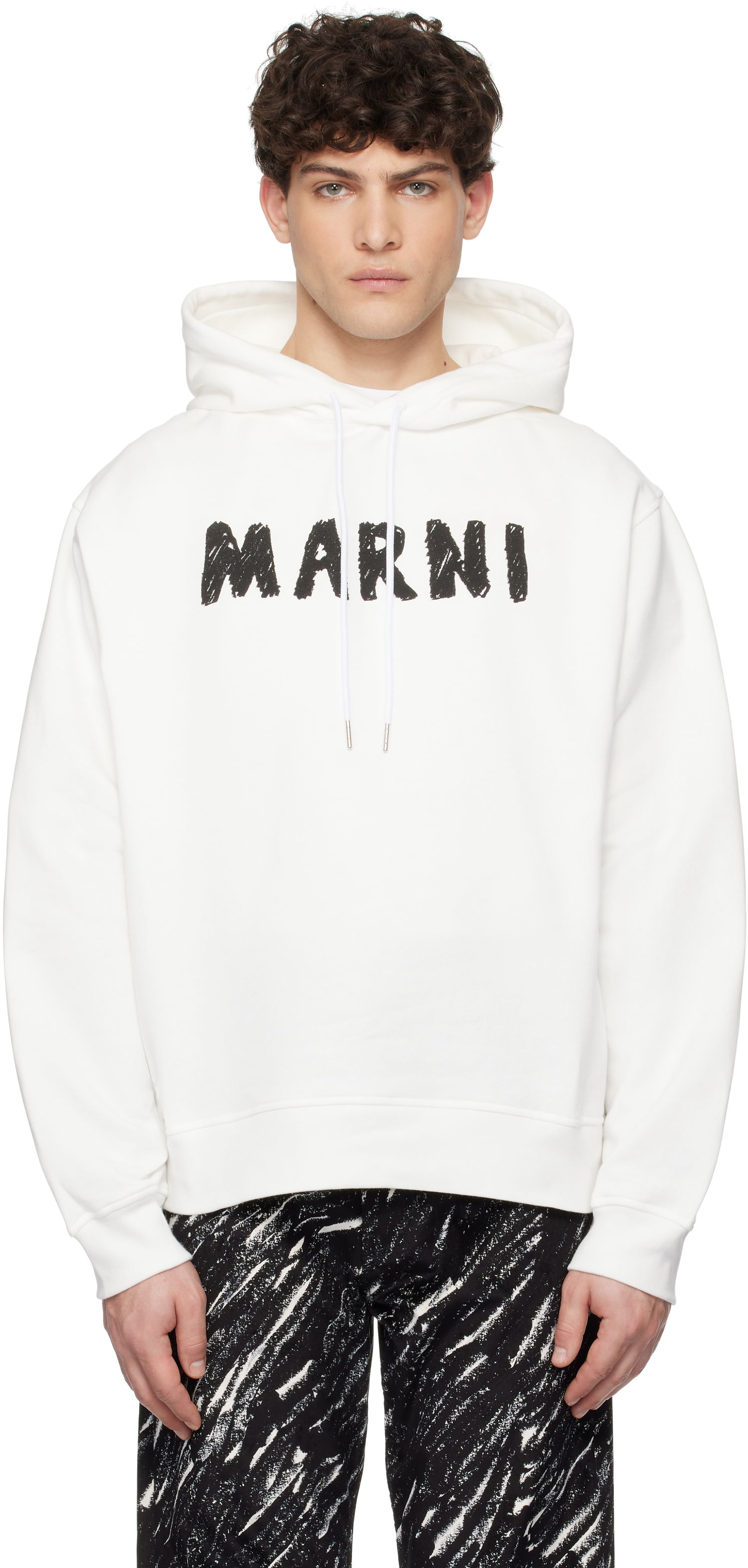 Суитчър Marni Marni Crayon Logo Print Organic Hoodie Бяло | FUMU0137P2 USCX25, 0