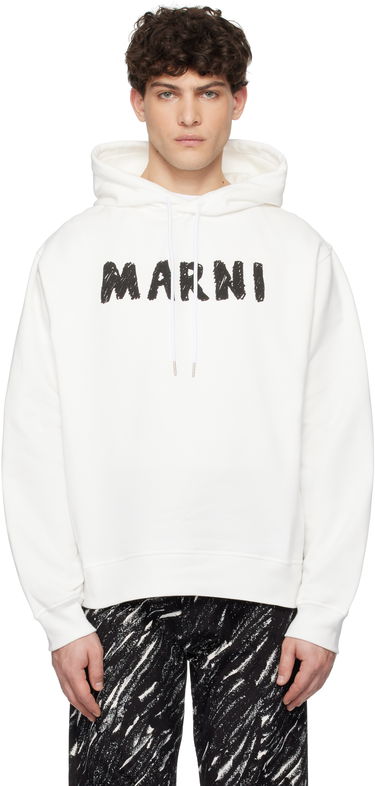 Суитчър Marni Marni Crayon Logo Print Organic Hoodie Бяло | FUMU0137P2 USCX25, 0