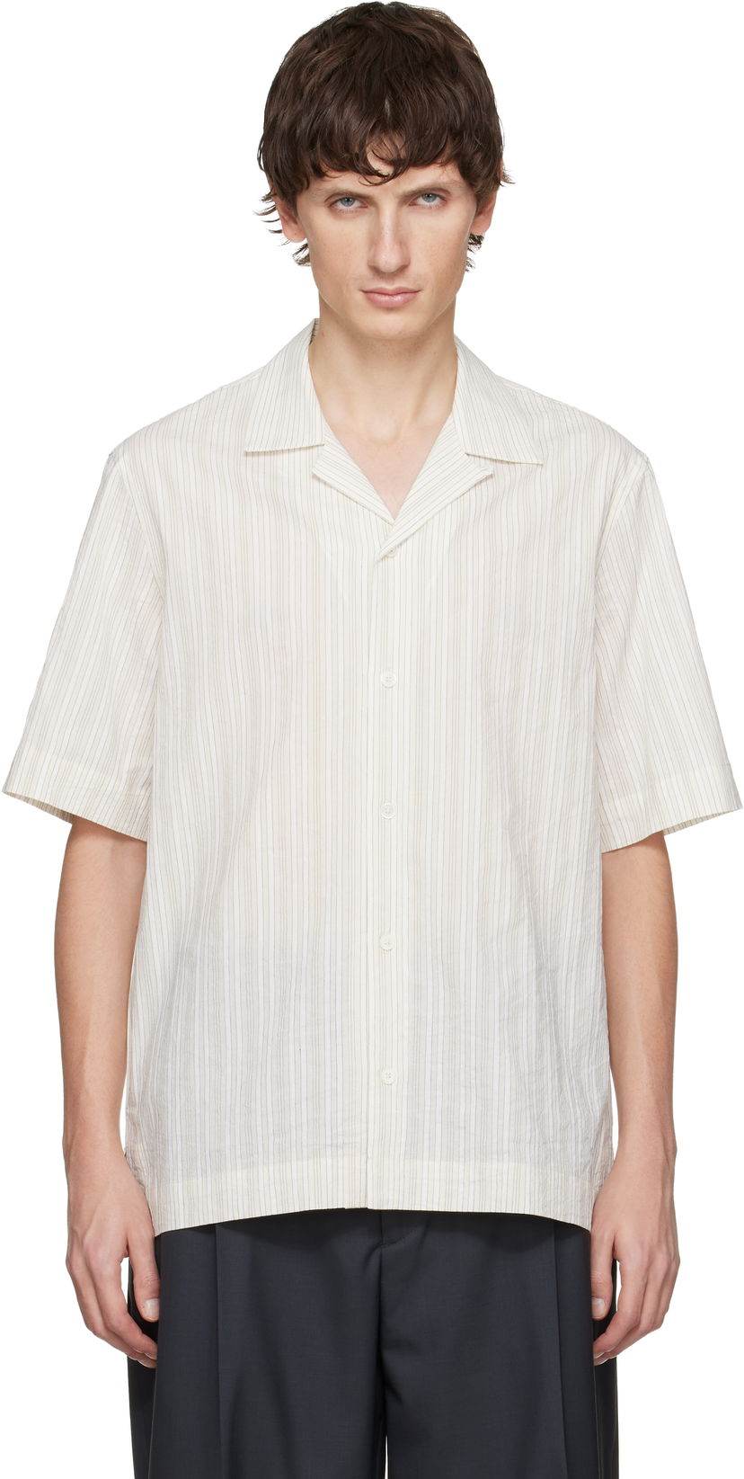 Риза Paul Smith Paul Smith Textured Stripe Short-Sleeve Shirt Бяло | M1R-905U-T02713-02
