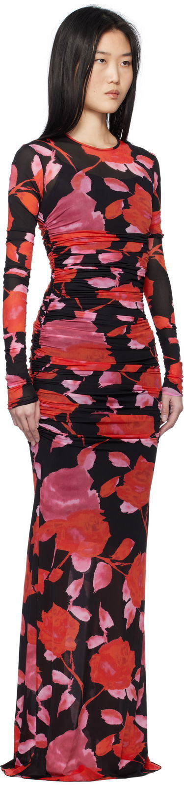 Pокля Blumarine Blumarine Floral Print Mesh Maxi Dress Многоцветен | P522A610A, 1