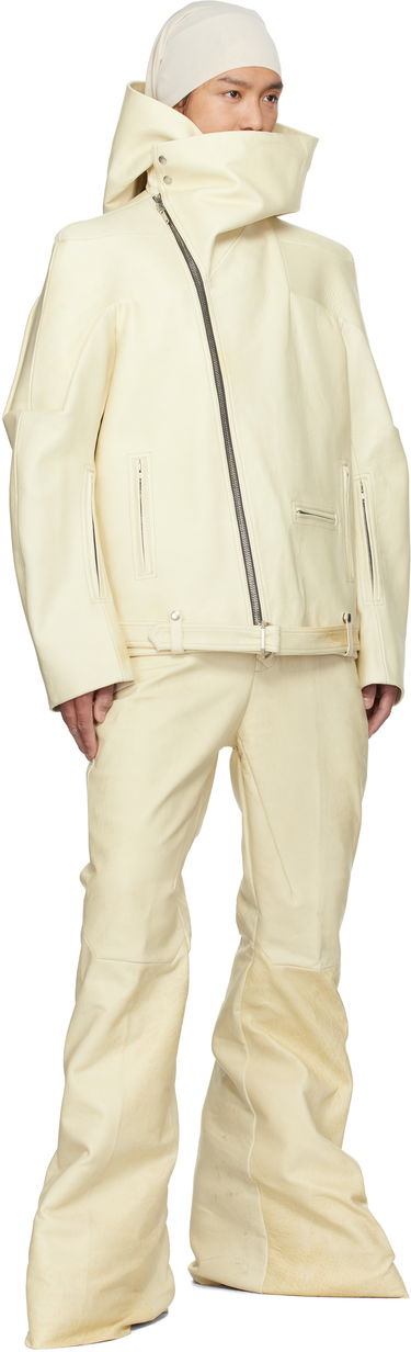 Яке Rick Owens Rick Owens Hollywood Hooded Stooges Leather Jacket Бяло | RR01E5704 LBH, 4