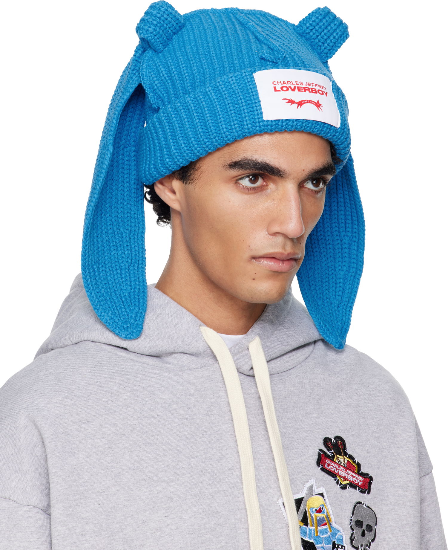 Шапка Charles Jeffrey Loverboy Charles Jeffrey LOVERBOY Chunky Knit Rabbit Ear Beanie Синьо | 052130205, 1