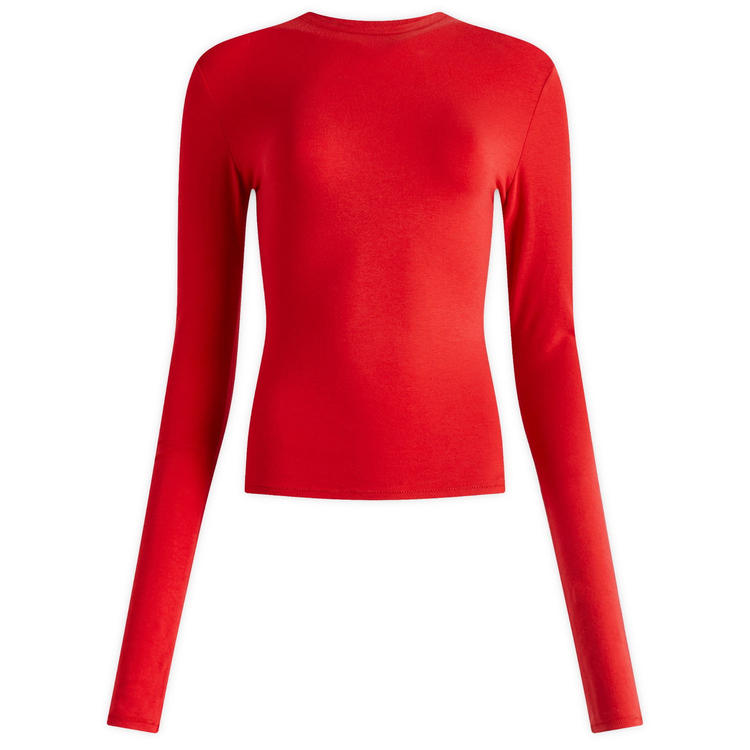 Тениска SKIMS SKIMS Cotton Jersey Long Sleeve T-Shirt, Size Large Червено | AP-TSH-0647-CRANBERRY, 0