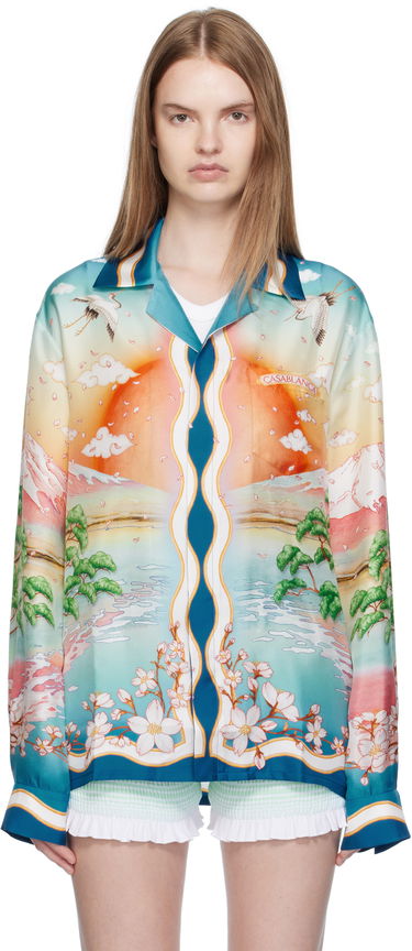 Риза Casablanca Casablanca 'Tennis Club' Print Silk Long Sleeve Shirt Многоцветен | U-WPF25-SH-006-01, 0