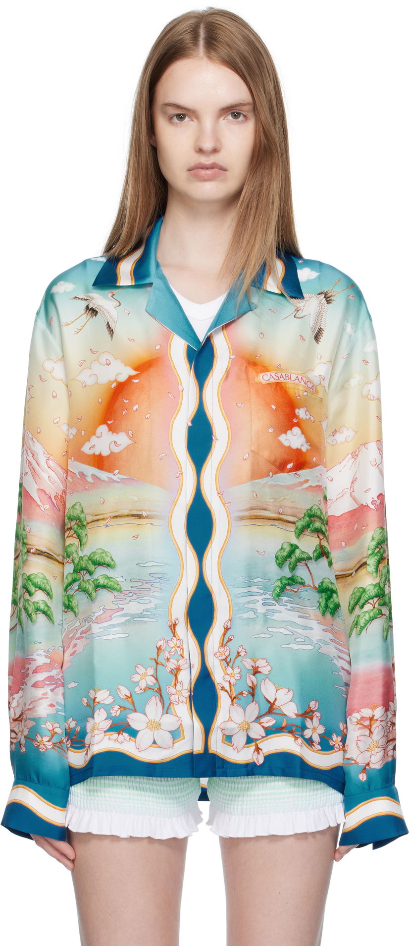 Риза Casablanca Casablanca 'Tennis Club' Print Silk Long Sleeve Shirt Многоцветен | U-WPF25-SH-006-01