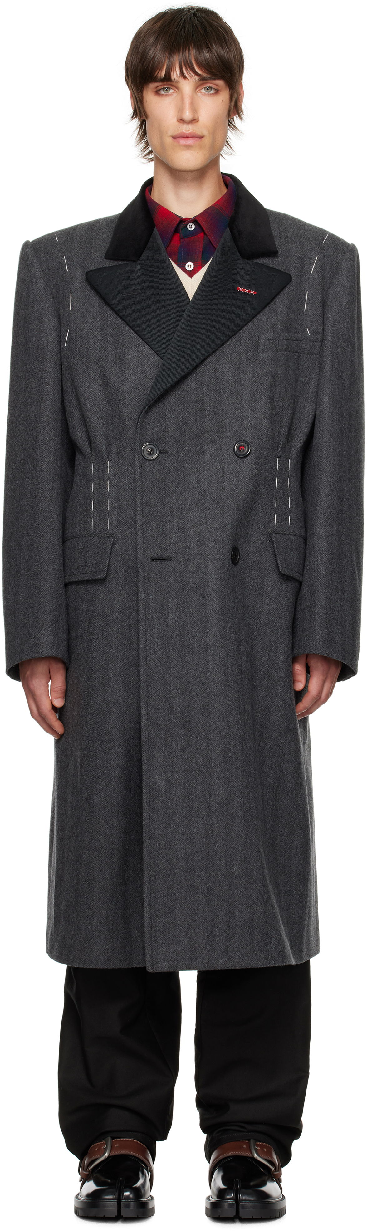 Палта Maison Margiela Double-Breasted Coat Сиво | SI1AA0002 S53338, 0
