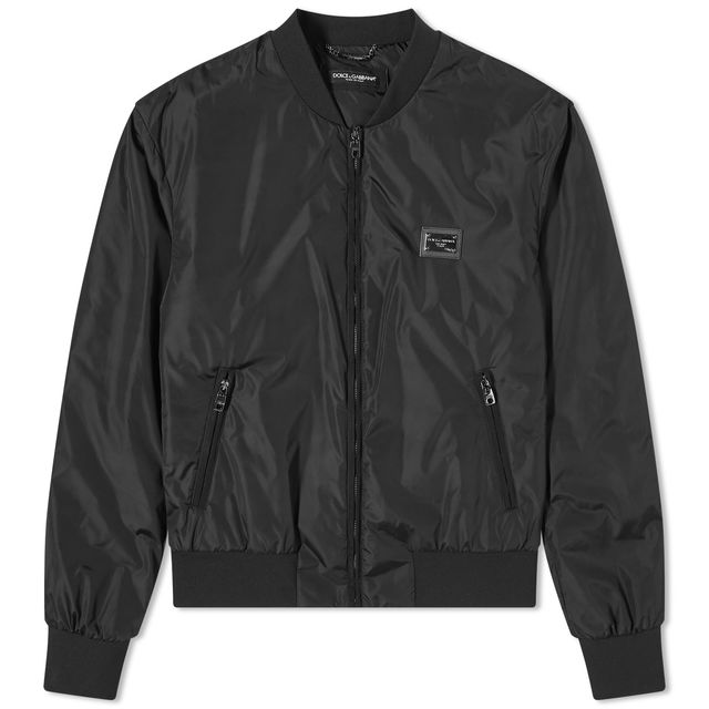 Nylon Plate Bomber Jacket Black