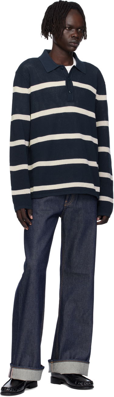 Поло тениска CALVIN KLEIN Calvin Klein Long Sleeve Striped Polo Тъмно синьо | 81B388G, 3