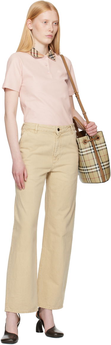 Поло тениска Burberry Burberry Check Collar Polo Розово | 8110317, 4