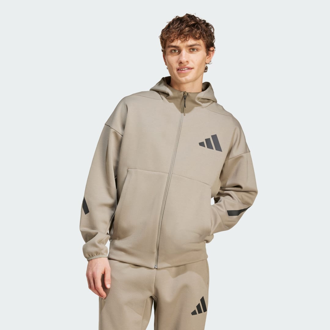 Суитчър adidas Performance Z.N.E. Full-Zip Hooded Бежово | JD9600, 0