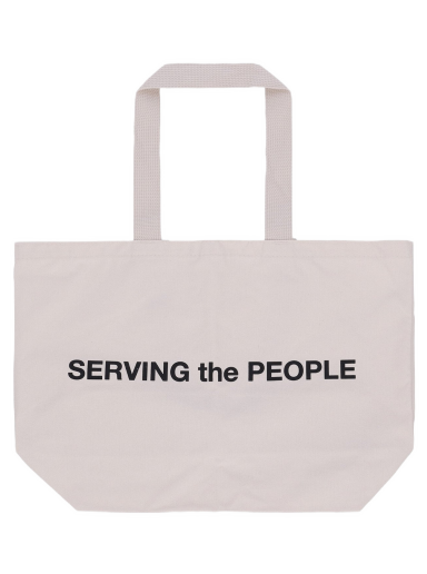 Голяма пазарска чанта Serving the People Logo Tote Bag Бежово | STPF22TOTE NATURAL