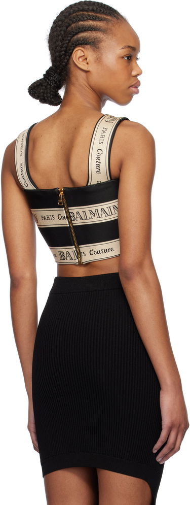 Пола Balmain Balmain Ribbon Jacquard Crop Top Черно | EF1AA370JJ95, 2