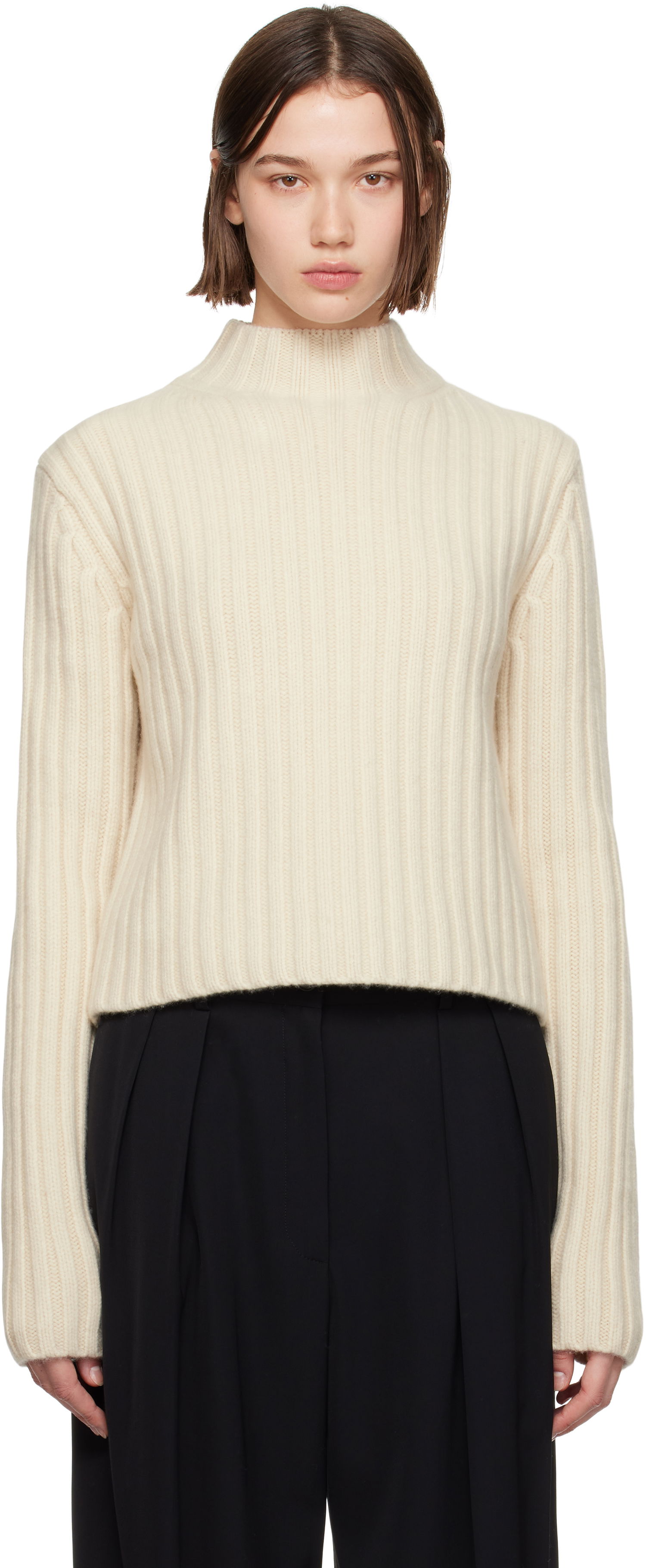 Пуловер TOTEME TOTEME Chunky Rib Knit Sweater Бежово | 244-WRT0375-YA0004, 0