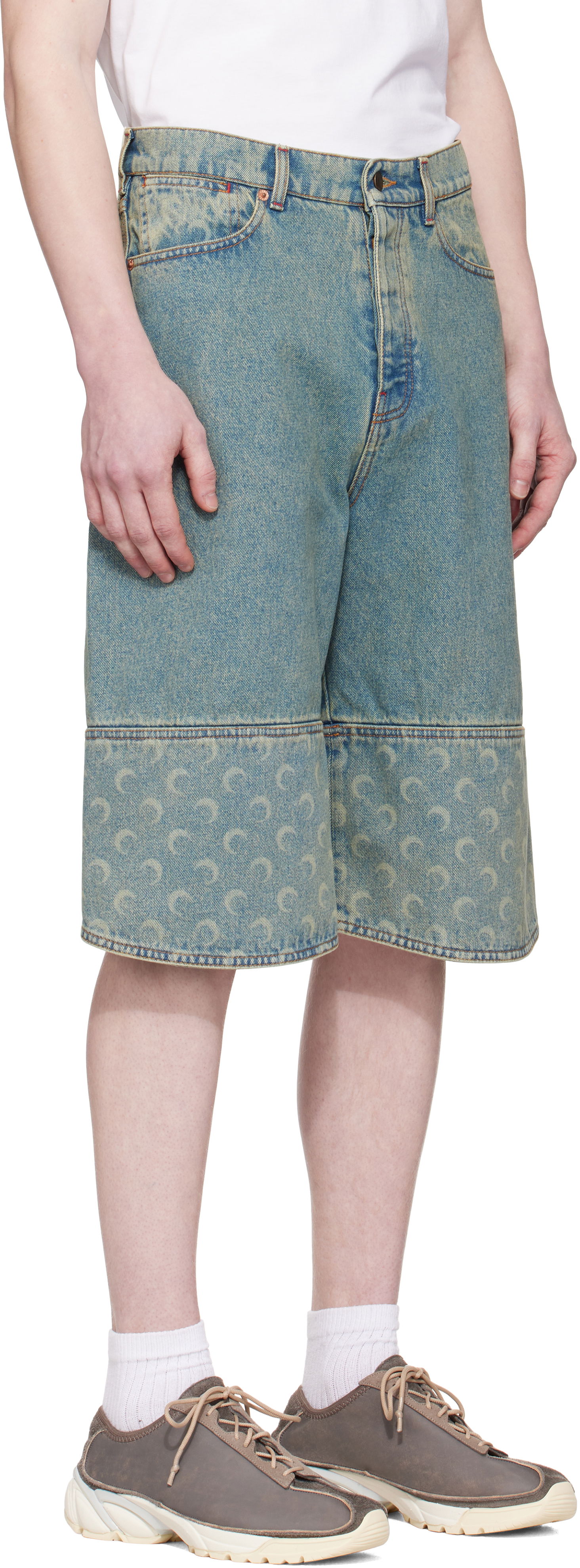 Къси панталони Marine Serre Marine Serre Moon Laser Denim Shorts Синьо | USH004A CDEN0003, 1
