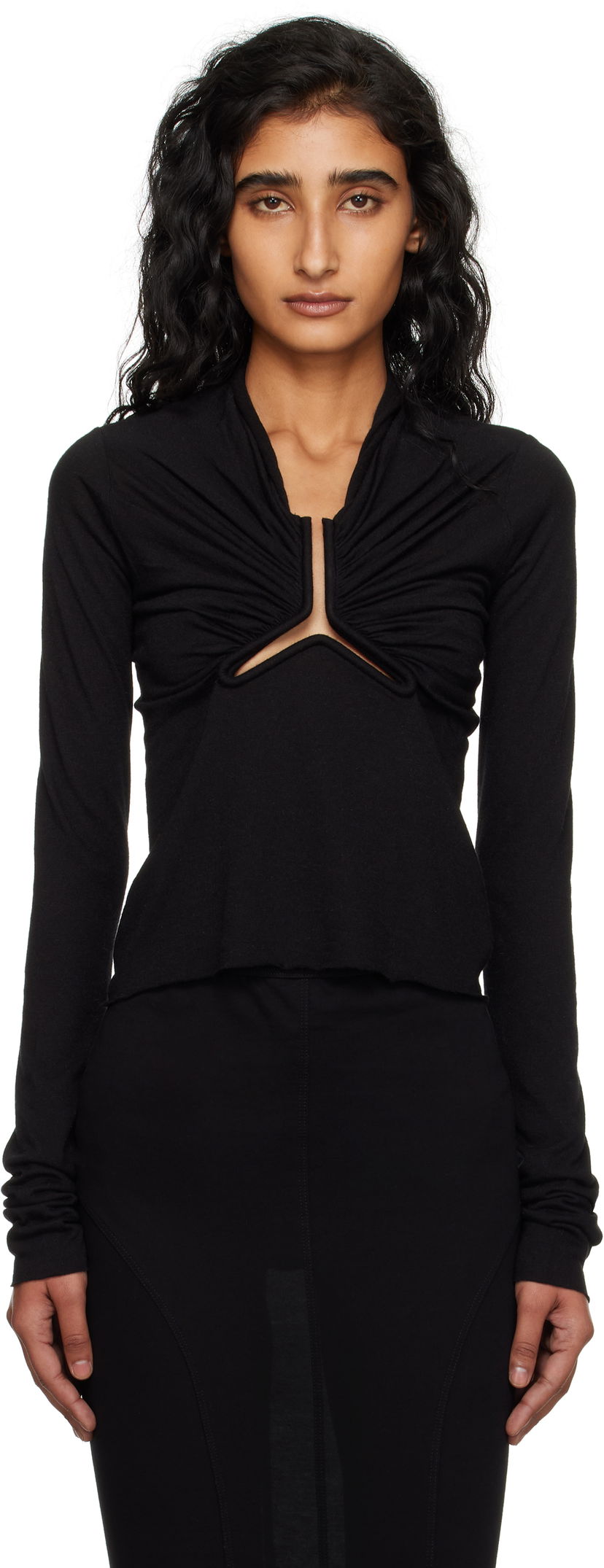 Тениска Rick Owens Rick Owens Allanah Long Sleeve T-Shirt Черно | RP02E4266 JR