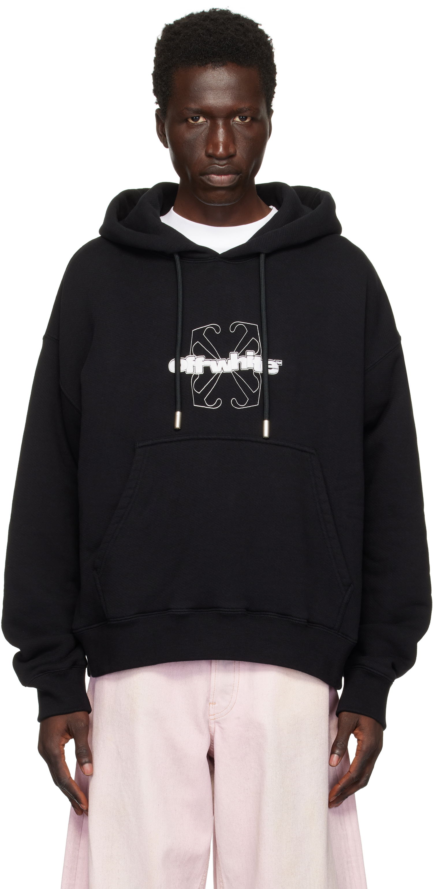 Суитчър Off-White Flock Arrow Skate Black Hoodie Черно | OMBB085F24FLE00M1001, 0