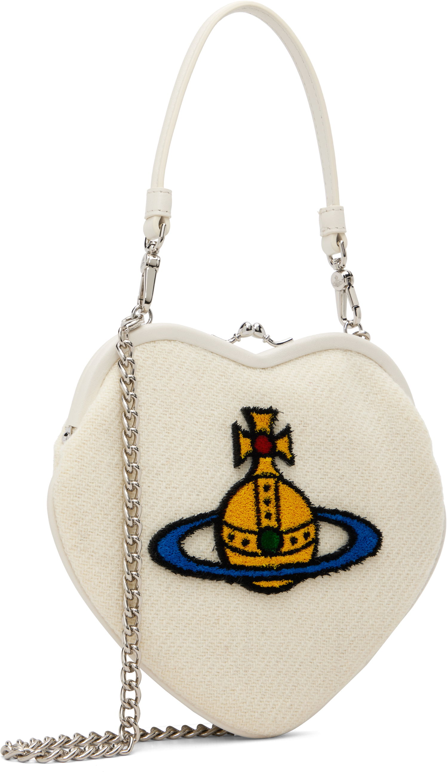 Дамска чанта Vivienne Westwood Belle Orb-Logo Heart Frame Bag Бежово | 4B010012W-W00W2-, 1