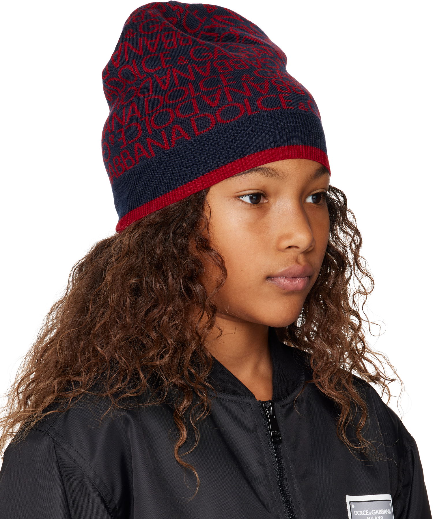Яке бомбър Dolce & Gabbana Dolce&Gabbana Kids Jacquard Knit Beanie Черно | LBKHA7 JCVW1, 1