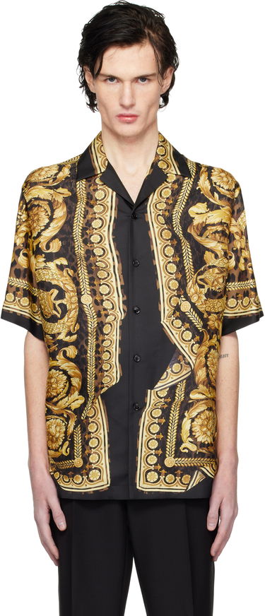 Риза Versace Black & Gold Wild Illusion Silk Shirt Черно | 1003926_1A11896, 0